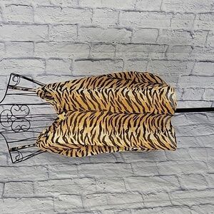 ADRIENNE Ruffled Animal Print Tank‎ Top Size Small